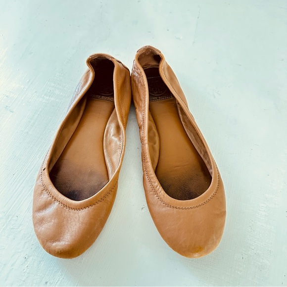 Tory Burch Size 9M shoes brown leather needs to paint a part slip - Picture 2 of 9